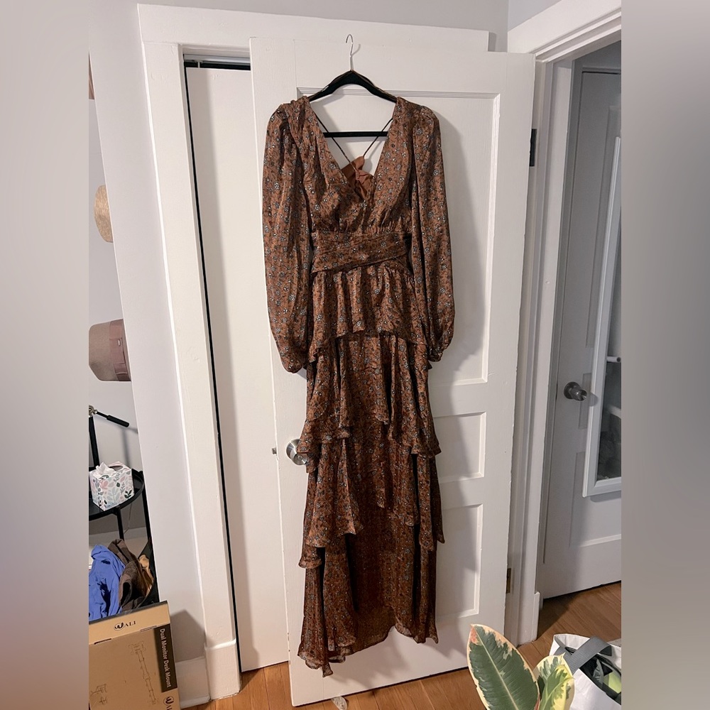 Astr the Label Anora Floral Tiered Maxi Dress L